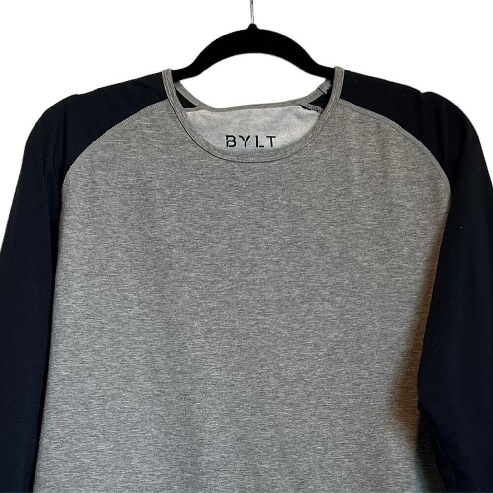 Bylt Drop Cut Lux Baseball Long Sleeve T-Shirt Gray Navy Raglan Men's Medium L/S - Picture 2 of 8